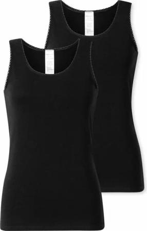 2 Schiesser Trägertops - Damen - Gr. 42 - schwarz