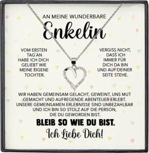 22Feels Schmuckset An Meine Enkelin Geschenk von Oma Opa Mädchen Herz Halskette Frauen (inkl. Geschenktasche, Karte, Poliertuch, Beutel), Silber 925/000, Karte Made In Germany