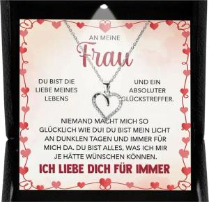 22Feels Schmuckset An Meine Frau Ich Liebe Dich Kette Ehefrau Geschenk Hochzeitstag Herz (inkl. Geschenktasche, Karte, Poliertuch, Beutel), Premium Licht Etui, Silber 925/000, Karte Made In Germany