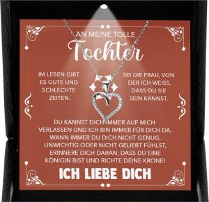 22Feels Schmuckset An Meine Tochter Geschenk von Mama Papa Mädchen Frauen Herz Halskette (inkl. Geschenktasche, Karte, Poliertuch, Beutel), Premium Licht Etui, Silber 925/000, Karte Made In Germany