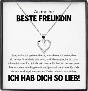 22Feels Schmuckset Beste Freundin Geschenk Bestie BFFs Frauen Mädchen Herz Halskette (inkl. Geschenktasche, Karte, Poliertuch, Beutel), Silber 925/000, Karte Made In Germany