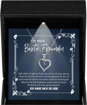 22Feels Schmuckset Beste Freundin Geschenk Bff Frauen Mädchen Schmuck Herz Halskette (Geschenkset), Silber 925/000, Geschenkset Made In Germany, Premium Licht Etui