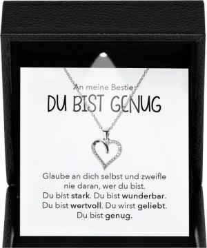 22Feels Schmuckset Bestie Geschenk Du Bist Genug Selbstliebe Beste Freundin Frauen Herz (Geschenkset), Silber 925/000, Geschenkset Made In Germany, Premium Licht Etui