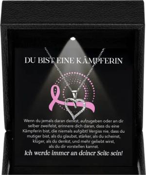 22Feels Schmuckset Brustkrebs Kämpferin Geschenk Therapie Mammakarzinom Frauen Halskette (Geschenkset), Silber 925/000, Geschenkset Made In Germany, Premium Licht Etui