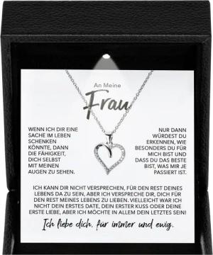 22Feels Schmuckset Ehefrau Hochzeitstag Valentinstag Ich Liebe Dich Geschenk Halskette (Geschenkset), Silber 925/000, Geschenkset Made In Germany, Premium Licht Etui