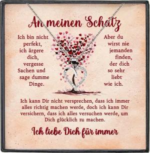 22Feels Schmuckset Frau Ich Liebe Dich Geschenk Schatz Jahrestag Herz Kette Hochzeitstag, Silber 925/000, Karte Made In Germany