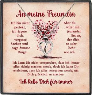 22Feels Schmuckset Freundin Ich Liebe Dich Geschenk Frauen Jahrestag Schmuck Herz Kette, Silber 925/000, Karte Made In Germany