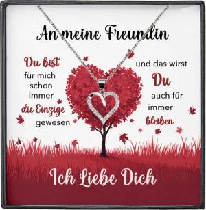 22Feels Schmuckset Freundin Ich Liebe Dich Geschenk Frauen Jahrestag Schmuck Herz Kette, Silber 925/000, Karte Made In Germany