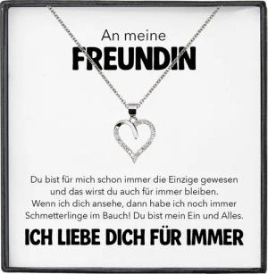 22Feels Schmuckset Freundin Jahrestag Geschenk Ich Liebe Dich Kette Valentinstag Frauen (inkl. Geschenktasche, Karte, Poliertuch, Beutel), Silber 925/000, Karte Made In Germany