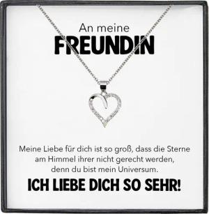 22Feels Schmuckset Freundin Jahrestag Geschenk Ich Liebe Dich Kette Valentinstag Frauen (inkl. Geschenktasche, Karte, Poliertuch, Beutel), Silber 925/000, Karte Made In Germany
