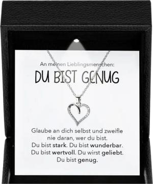 22Feels Schmuckset Freundschaftskette Geschenk Du Bist Genug Selbstliebe Beste Freundin (Geschenkset), Silber 925/000, Geschenkset Made In Germany, Premium Licht Etui