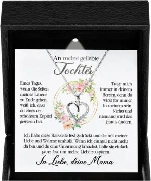 22Feels Schmuckset Geliebte Tochter Geschenk v. Mama Mädchen Frauen Schmuck Halskette Abi (Geschenkset), Silber 925/000, Geschenkset Made In Germany, Premium Licht Etui