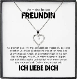 22Feels Schmuckset Jahrestag Geschenk Freundin Ich Liebe Dich Herz Halskette Frauen Damen (inkl. Geschenktasche, Karte, Poliertuch, Beutel), Silber 925/000, Karte Made In Germany