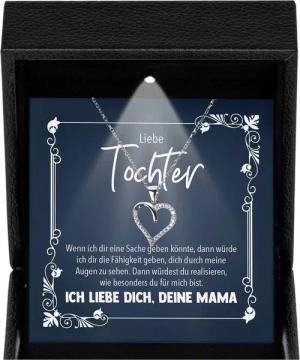 22Feels Schmuckset Liebe Tochter Geschenk von Mama Mädchen Frauen Schmuck Herz Halskette (Geschenkset), Silber 925/000, Geschenkset Made In Germany, Premium Licht Etui