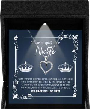 22Feels Schmuckset Nichte Geschenk 18. Geburtstag Weihnachten Firmung Mädchen Halskette (Geschenkset), Silber 925/000, Geschenkset Made In Germany, Premium Licht Etui