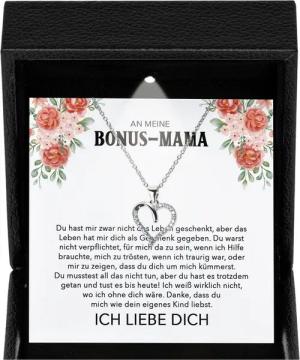 22Feels Schmuckset Stiefmama Geschenk Geburtstag Muttertag Bonus Mama Schmuck Halskette (Geschenkset), Silber 925/000, Geschenkset Made In Germany, Premium Licht Etui
