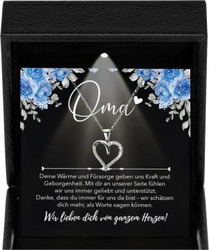 22Feels Schmuckset Unsere Oma Geschenk Grossmutter Frauen Halskette Damen Collier Herz (Geschenkset), Silber 925/000, Geschenkset Made In Germany, Premium Licht Etui