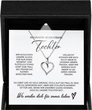 22Feels Schmuckset Unsere Tochter Geschenk Mädchen Frauen Schmuck Halskette Abitur (Geschenkset), Silber 925/000, Geschenkset Made In Germany, Premium Licht Etui