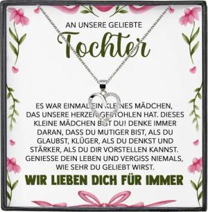 22Feels Schmuckset Unsere Tochter Geschenk von Mama Papa Mädchen Frauen Herz Halskette (inkl. Geschenktasche, Karte, Poliertuch, Beutel), Silber 925/000, Karte Made In Germany