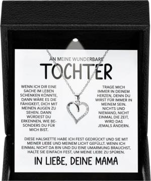 22Feels Schmuckset Wunderbare Tochter Geschenk v. Mama Mädchen Frauen Schmuck Halskette (Geschenkset), Silber 925/000, Geschenkset Made In Germany, Premium Licht Etui