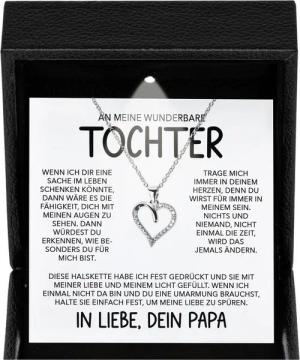22Feels Schmuckset Wunderbare Tochter Geschenk v. Papa Mädchen Frauen Schmuck Halskette (Geschenkset), Silber 925/000, Geschenkset Made In Germany, Premium Licht Etui