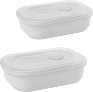 2friends Mikrowellenbehälter Mikrowellengeschirr mit Deckel 2er Set, Kunststoff, (0,9L, 6x19,5x14cm), Geschirrset mit Dampfregelventil + Griff