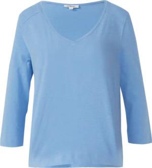 3/4-Armshirt aus Baumwoll-Flammgarn mit tiefem V-Ausschnitt