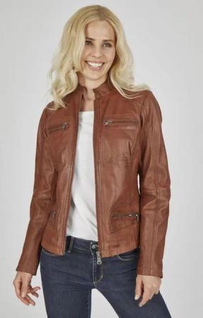 7eleven Lederjacke SETRINA (1-St) mit Ziernähten