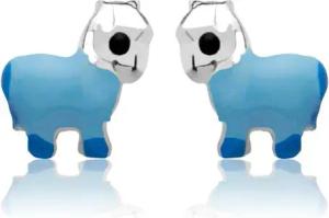 925 Silber Kinderohrstecker Pferd blau