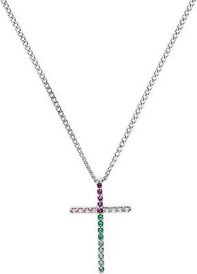 925er Silberkette Kreuz Rainbow für Mädchen