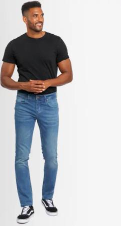 A. Salvarini Herren Jeans Slim Fit Stretch Denim 5-Pocket - Hellblau