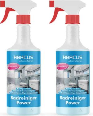 ABACUS Badreiniger Power Konzentrat Sanitärreiniger Bad Reinigungsmittel Badreiniger (Effektiv gegen Kalkflecken, [- Extrem Kraftvoll mit Abperleffekt)
