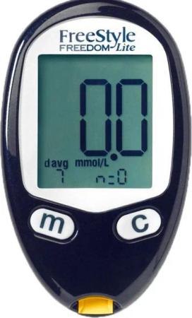 Abbott Blutzuckermessgerät FreeStyle Freedom Lite Blutzuckermessgerät-Set mg/dl oder mmol/l, Langzeitüberwachung mit 400 Messwerten, Schnelle Messzeit von 5 Sekunden, Biosensor für Glukosemessung, Nahezu schmerzfreie Messung