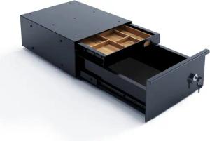 Actiforce Schubladenbox DUO PRO, (Schreibtisch Unterbauschublade, Stiftablage, Organizer, Schubladenauszug, Utensilien-Auszug, Vollauszug, inkl. Bambus-Einlage), zur Befestigung unterhalb der Arbeitsplatte mit praktischer Einlage