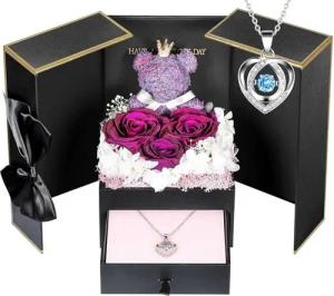 ADDWel Adventskalender Ewige Rose mit Damen Herz Halskette Romantisches Geschenk für Frauen (Geschenkset, 1-tlg), Freundin & Mama zum Valentinstag, Weihnachten, Geburtstag & Jahrestag