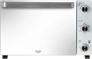 Adler Minibackofen AD 6027, Elektrobackofen, 48L, Mini Backofen, Umluft, Timer, Drehspieß, weiß
