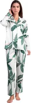 Admas  Pyjamas/ Nachthemden Pyjama Hose Hemd Langarm Luxury Leaves