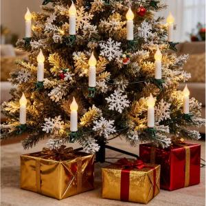 Aigostar LED-Lichtervorhang Lichterkerzen Weihnachtsbaum 5M- 25 Weihnachtsbaumkerzen mit Clip, 8 Modi