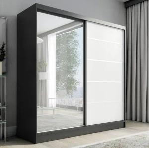A&J MöbelLand GmbH Schiebetürenschrank NERO 200 cm mit Spiegel drei Schubladen (TOP ANGEBOT! Geräumiger Schrank mit einer Breite von 200 cm und Spiegel, ideal zur Aufbewahrung von Kleidung und Accessoires. 3 Schubladenund viel Stauraum. TOP PRODUKT! Wähle