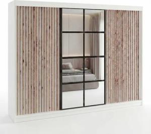 A&J MöbelLand GmbH Schiebetürenschrank NORIVO 200 cm mit 4 Schubladen, und 3D Lamellen (TOP ANGEBOT! Geräumiger Schrank mit einer Breite von 200 cm ideal zur Aufbewahrung von Kleidung und Accessoires. 4 Schubladen und viel Stauraum. TOP PRODUKT! Wählen Si