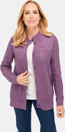 Ajourstrickjacke - lila / melange - Gr. 20 von Goldner Fashion