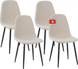 Albatros International Esszimmerstuhl Esszimmerstühle BARI mit schwarzen Füssen Retro Look Modern (4er Set Beige), belastbar mit 110Kg, Polsterstuhl - Moderner Küchenstuhl, Stuhl
