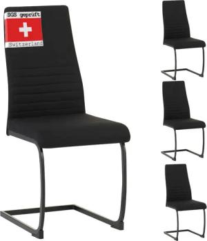 Albatros International Freischwinger Freischwinger Turano 4er Set Schwarz Modernes Design Stoff, Modernem Design Stoff-Bezug Dicke Polsterung Küchenstuhl PolsterStuhl