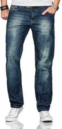 Alessandro Salvarini Straight-Jeans A. Salvarini Beppo Designer Herren Jeans Hose Basic Jeanshose Comfort mit geradem Bein
