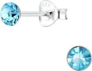 ALEXANDER YORK Paar Ohrstecker KRISTALL 4 mm aqua, 2-tlg., 925 Sterling Silber