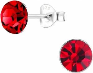 ALEXANDER YORK Paar Ohrstecker Kristall 6 mm rot, 2-tlg., 925 Sterling Silber