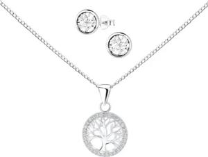 ALEXANDER YORK Schmuckset Schmuckset, Lebensbaum, TREE OF LIFE Zirkonia weiß, Ohrstecker, 4-tlg.