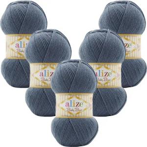 Alize 5 x ALIZE Baby Best 418 light indigo Häkelwolle, 240 m, Babywolle,Viskose,Anti-Pilling,Babygarn