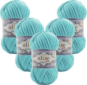 Alize 5 x ALIZE Velluto Häkelwolle, 68 m, Chenillegarn,Kuschelweich für Babydecken, Amigurumi,Samtwolle