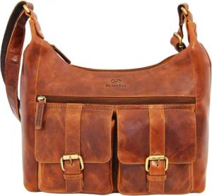 ALMADIH Umhängetasche Leder Damen Ledertasche LARA Schultertasche braun vintage